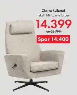 Fagmøbler Choice hvilestol tilbud