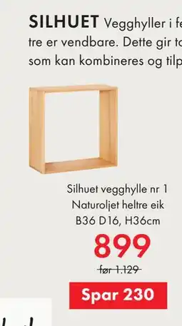 Fagmøbler Silhuet vegghylle nr 1 tilbud
