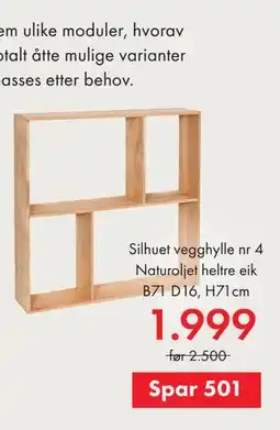Fagmøbler Silhuet vegghylle nr 4 tilbud