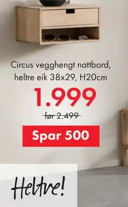 Fagmøbler Circus vegghengt nattbord tilbud
