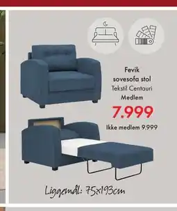 Fagmøbler Fevik sovesofa stol tilbud