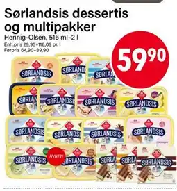 Nærbutikken Sørlandsis dessertis og multipakker tilbud