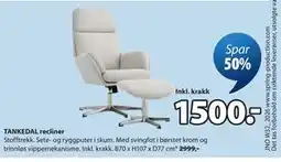 JYSK TANKEDAL recliner tilbud