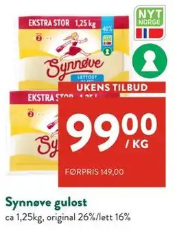 Jacobs Synnøve gulost tilbud