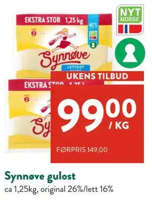 Jacobs Synnøve gulost tilbud