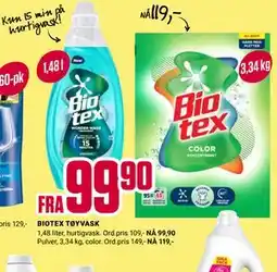 Europris BIOTEX TØYVASK tilbud