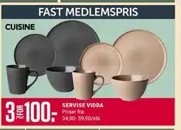Europris SERVISE VIDDA, Medlemspris tilbud