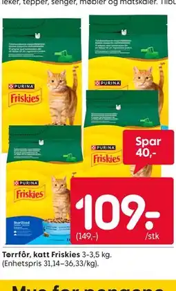 Rusta Tørrfôr, katt Friskies tilbud