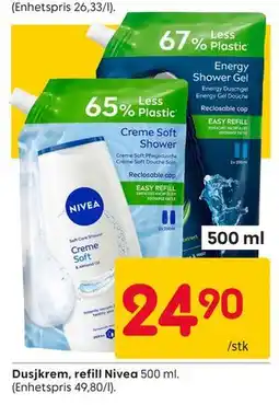 Rusta Dusjkrem, refill Nivea tilbud