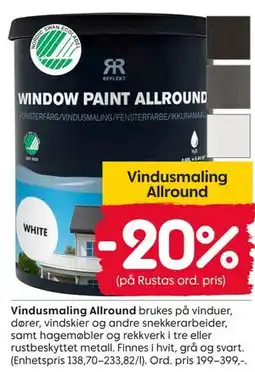 Rusta Vindusmaling Allround tilbud