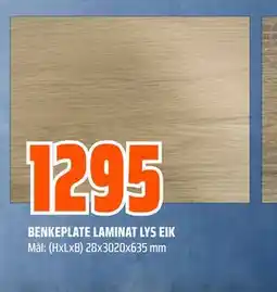 Obs Bygg BENKEPLATE LAMINAT LYS EIK tilbud