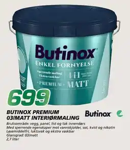 Coop Byggmix BUTINOX PREMIUM 03/MATT INTERIØRMALING tilbud