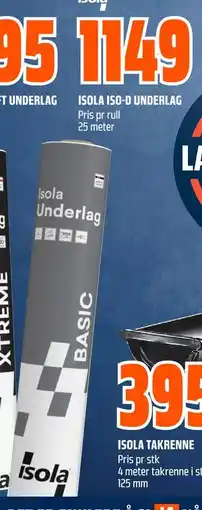 Obs Bygg ISOLA ISO-D UNDERLAG tilbud