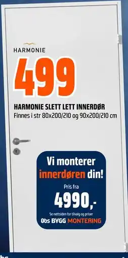 Obs Bygg HARMONIE SLETT LETT INNERDØR tilbud