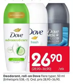 Rusta Deodorant, roll-on Dove tilbud