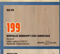 Obs Bygg BERRYALLOC NORDKAPP 1-STAV LAMINATGULV tilbud