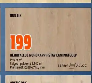Obs Bygg BERRYALLOC NORDKAPP 1-STAV LAMINATGULV tilbud