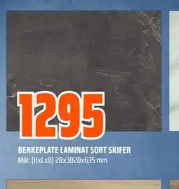 Obs Bygg BENKEPLATE LAMINAT SORT SKIFER tilbud