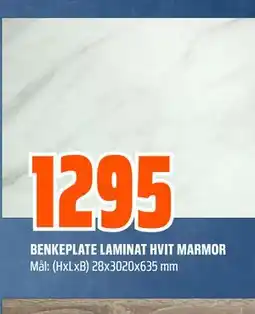 Obs Bygg BENKEPLATE LAMINAT HVIT MARMOR tilbud