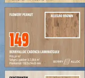 Obs Bygg BERRYALLOC CADENZA LAMINATGULV tilbud