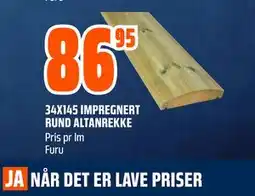 Obs Bygg 34X145 IMPREGNERT RUND ALTANREKKE tilbud