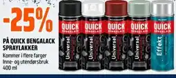 Obs Bygg 25% PÅ QUICK BENGALACK SPRAYLAKKER tilbud