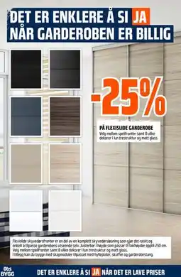 Obs Bygg 25% PÅ FLEXISLIDE GARDEROBE tilbud