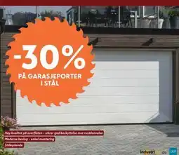 Byggmakker 30% PÅ GARASJEPORTER I STÅL tilbud