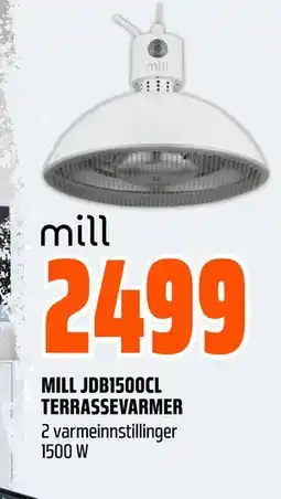 Obs Bygg MILL JDB1500CL TERRASSEVARMER tilbud