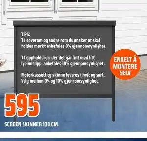 Obs Bygg SCREEN SKINNER 130 CM tilbud