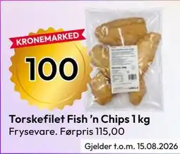Gigaboks Torskefilet Fish ’n Chips 1 kg tilbud