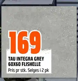 Obs Bygg TAU INTEGRA GREY 60X60 FLISHELLE tilbud