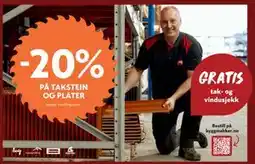 Byggmakker 20% PÅ TAKSTEIN OG PLATER tilbud