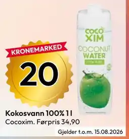 Gigaboks Kokosvann 100% 1 l tilbud