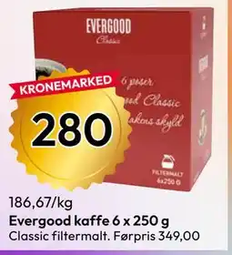 Gigaboks Evergood kaffe 6 x 250 g tilbud