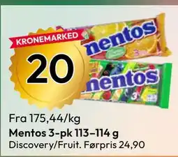 Gigaboks Mentos 3-pk 113–114 g tilbud