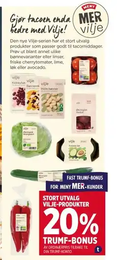 Meny STORT UTVALG VILJE-PRODUKTER tilbud