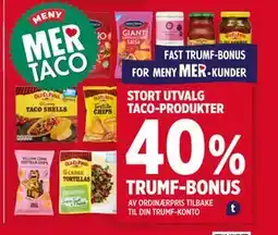 Meny STORT UTVALG TACO-PRODUKTER tilbud