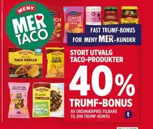 Meny STORT UTVALG TACO-PRODUKTER tilbud