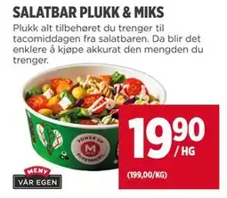 Meny SALATBAR PLUKK & MIKS tilbud
