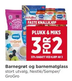 Meny Barnegrøt og barnematglass tilbud