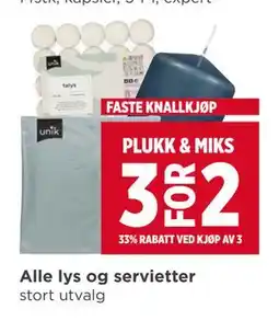 Meny Alle lys og servietter tilbud
