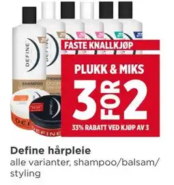 Meny Define hårpleie tilbud
