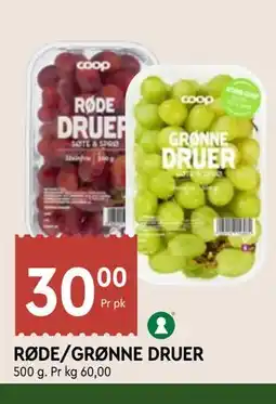 Coop Mega RØDE/GRØNNE DRUER tilbud