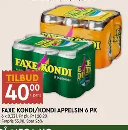 Coop Mega FAXE KONDI/KONDI APPELSIN 6 PK tilbud