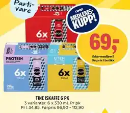 Coop Prix TINE ISKAFFE 6 PK, Medlemspris tilbud
