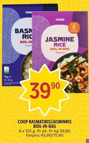 Coop Prix COOP BASMATIRIS/JASMINRIS BOIL-IN-BAG tilbud