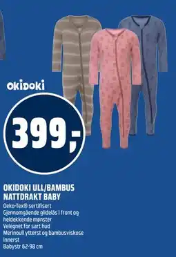 Coop Obs OKIDOKI ULL/BAMBUS NATTDRAKT BABY tilbud