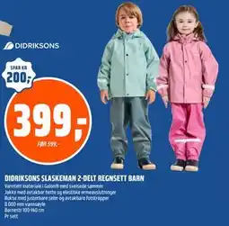 Coop Obs DIDRIKSONS SLASKEMAN 2-DELT REGNSETT BARN tilbud
