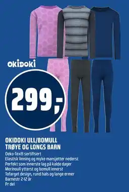 Coop Obs OKIDOKI ULL/BOMULL TRØYE OG LONGS BARN tilbud